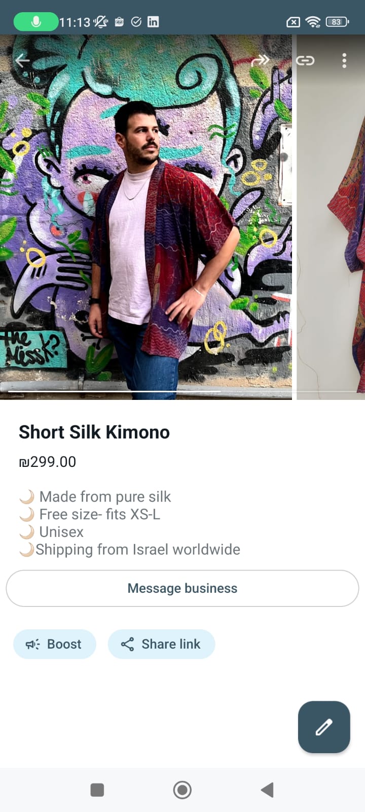 Short silk Kimono